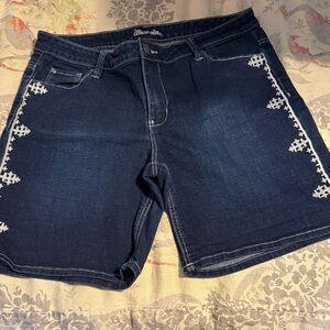 Wrangler Dark Blue Denim Shorts with White Accents